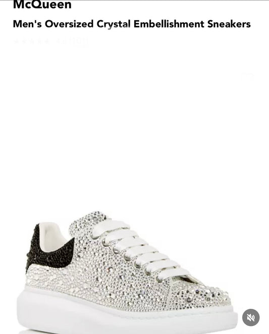 McQueen Men's Oversized Crystal Embellishment Sneakers