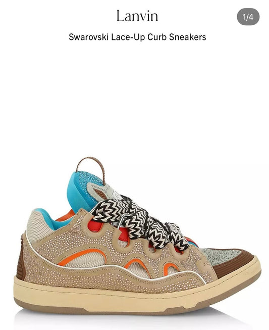 Lanvin Swarovski Lace-Up Curb Sneakers